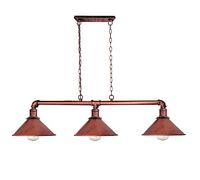 LEDSone Suspension de plafond - Base industrielle E27 en métal étanche à la vapeur style cage à suspendre intérieur moderne pour cuisine, salon (rouge rustique)