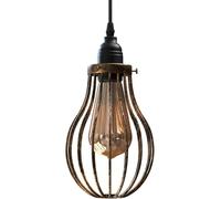 LEDSONE Suspension en métal avec panier métallique, abat-jour en laiton brossé, lot de 2, 10 cm, suspension industrielle, cage E27, facile à installer (Cuivre brossé (lot de 1))