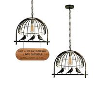 LEDSone Suspension industrielle suspendue en forme de cage à oiseaux E27 Base Vintage Lampe suspendue réglable pour éclairage de cuisine