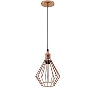 LEDSone Suspension vintage rétro or rose avec abat-jour en forme de cage métallique, support E27 pour intérieur (or rose)