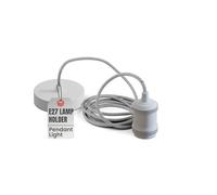 LEDSone Suspension vintage style industriel moderne rétro E27 support blanc rond tressé flexible noir et blanc, rose de plafond blanche, 1 m