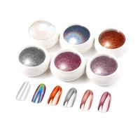 LEDSUUEI Lot de 6 Poudres à Ongles Chromée - à Effet Nacré, Effet Chrome Ongle Miroir MéTallique Brillanteseffet pour Débutants, Pigment Chrome Nails Nail Art Faciles à Utiliser
