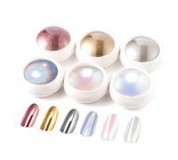 LEDSUUEI Poudre Chrome Ongle: Super Miroir Paillettes Ongle, Poudre Ongle Holographi Métal pour Vernisgel, Poudre Chromée Effet Dorée Irisée Aurore Nacrée Pigment Ongle, Décor Salon DIY Nail Art, 6PCS