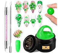 LEDSUUEI Sculpting Solid Builder Gel 3D pour nail art Ce gel constructeur dur et non collant, aux couleurs festives rouge et verte pailletées or et argent