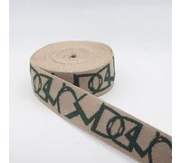 LEDUC 5 mètres de sangle Crazy "D" 38mm 5 Couleurs Doux Brillant pour Sac, Bretelle, Ceinture, Bandoulière, Maroquinerie (04 Ecru/Vert)