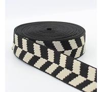 LEDUC 5 mètres de sangle Motif géométrique flèche 38mm Doux Brillant pour Sac, Bretelle, Ceinture, Bandoulière, Maroquinerie (39 Noir Blanc)