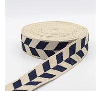 LEDUC 5 mètres de sangle Motif géométrique flèche 38mm Doux Brillant pour Sac, Bretelle, Ceinture, Bandoulière, Maroquinerie (41 Beige Bleu)