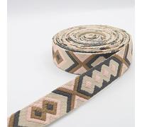 LEDUC 5 mètres Sangle Motif Ethnic Geométrique Tapisserie Fluo Neon Couture Tradition Culturel Polyester & Coton Différentes couleurs 38mm Col 36