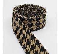 LEDUC 5 mètres Sangle Motif Houndstooth « Pied-de-poule » Polyester & Coton Différentes couleurs 38mm 11 Noir Beige