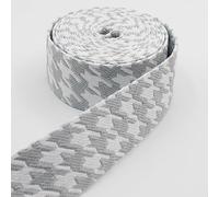 LEDUC 5 mètres Sangle Motif Houndstooth « Pied-de-poule » Polyester & Coton Différentes couleurs 38mm 22 Blanc Gris