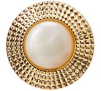 LEDUC extérieur Boutons en Plastique avec Perle Centre, Synthétique, en Laiton/Blanc, Taille 28 Lin, 20 pièces