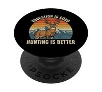 L'éducation, C'est Bien, la Chasse, C'est Mieux Buck Deer Hunting Retro PopSockets PopGrip Adhésif