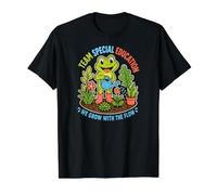 L'éducation spécialisée en équipe grandit avec Flow Cute Frog Sped Teacher T-Shirt Graphique avec Valeur, Homme, Noir, XL
