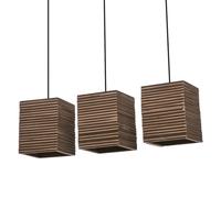 LEDVANCE à 3 lampes Decor Cardboard Square marron en carton ondulé, E27, longueur 830 mm, abat-jour en matériau recyclé, durabgrâce à une source lumineuse remplaçable, facià installer