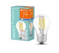 LEDVANCE Ampoule LED intelligente avec Bluetooth, ampoule E27 à filament clair en forme de goutte, gradable, blanc chaud (2700K), remplace les ampoules de 40W, contrôlable avec Google et Alexa, 4-Pack