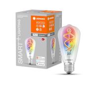 LEDVANCE Ampoule LED intelligente avec Wifi, E27, couleurs RVB modifiables, forme Edison, filament coloré comme lumière d'ambiance, remplace les ampoules de 60W, contrôlable avec Alexa, Google et App