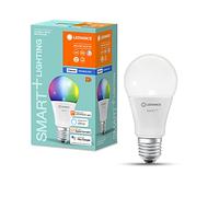 LEDVANCE Ampoule LED RGB intelligente, spécialement pour Alexa, forme de poire mate pour culot E27, ZERO TOUCH SETUP-configuration simple en un seul clic, couleurs RGBW + couleur de lumière modifiable