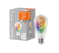 LEDVANCE Ampoule LED SMART WIFI, transparente, 4,8 W,470 lm,forme Edison diamètre, 64 mm, culot E27,multi couleurs et lumière blanche dimmable, commande par application ou vocale,longue durée de vie