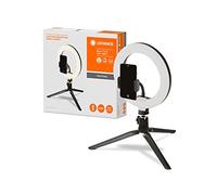 LEDVANCE Anneau lumineux LED avec support 190mm avec connexion USB, 72 LEDs dimmable, 3000-5800k, 10W-400-500 Lm, 190mm, Anneau lumineux pour téléphone portable, maquillage