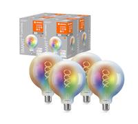 LEDVANCE Bombilla LED WIFI SMART+, transparente, 4,8 W, 470 lm, forme de globe, diamètre 125 mm, douille E27, lumière multicolore et blanche, réglable, application ou commande vocale, lot de 4