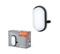 LEDVANCE Bulkhead LED 4W/7W/9W CCT Noir IP65, applique/plafonnier avec cage de protection, éclairage de sous-sol, éclairage étanche