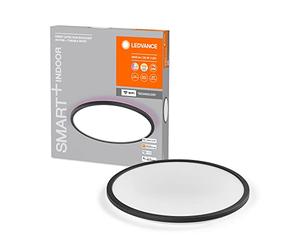 LEDVANCE Dalle LED SMART+ ORBIS WiFi, noir, 25W, 2940lm, 400mm, blanc réglable (2700K-6500K), cadre avec lumière de couleur RVB, dimmable, contrôlable par application, compatible Amazon, Google, etc.