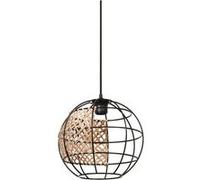 LEDVANCE Decor Cage Globe Lampe suspendue - style industriel - noir/marron - boîtier en métal et rotin - douille E27 - diamètre 300 mm - montage facile - ampoule non incluse.} Blanc G