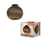 LEDVANCE Decor Cardboard Ball marron en carton ondulé, léger, E27, diamètre 260 mm, abat-jour en matériau recyclé, durabgrâce à une source lumineuse remplaçable, facià installer