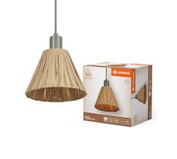 LEDVANCE Decor Raffia vert-marron en raphia et métal, E27, diamètre 200 mm, abat-jour en matériau recyclé, durabgrâce à une source lumineuse remplaçable, facià installer
