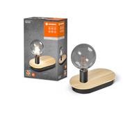 LEDVANCE DECOR Wood Table lampe de table TOUCH USB, noir, culot E27 pour un remplacement facile de la lampe, peut être équipée d'une lampe normale ou intelligente, protection IP20