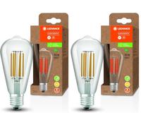 LEDVANCE Lampe à économie d'énergie à LED, filament Edison, E27, blanc chaud (3000K), 4 watts, remplace une ampoule de 60W, très efficace et économe en énergie, pack de 1 (Lot de 2)