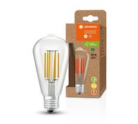 LEDVANCE Lampe à économie d'énergie à LED, filament Edison, E27, blanc chaud (3000K), 4 watts, remplace une ampoule de 60W, très efficace et économe en énergie, pack de 6