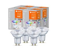 LEDVANCE Lampe à réflecteur LED intelligente avec technologie WiFi, base GU10, couleur de la lumière variable (2700-6500K), couleurs RVB variables, dimmable, remplacement 50W, SPOT RGBW, paquet de 4