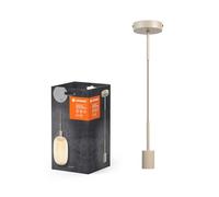 LEDVANCE Lampe à susp. vintage, beige, scénarios d’éclairage personnalisés, acier inox., idéal pour les salles de séjour, design moderne, look vintage, câble textile 2 m, diam. 100 mm, montage facile