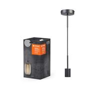 LEDVANCE Lampe à susp. vintage, gris foncé, scén. d’éclairage personnalisés, acier inox., idéal pour les salles de séjour, design moderne, look vintage, câble textile 2 m, diam. 100 mm, montage facile