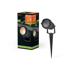 LEDVANCE Lampe d’extérieur ENDURA HYBRID SPOT SPIKE, lampe hybride, 1W, 60lm, ton blanc chaud, température de couleur 3000K, noir, aluminium, IP44 et IP67, fonctionnement solaire et réseau