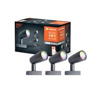 LEDVANCE Lampe de jardin LED intelligente avec technologie WiFi, pack de base avec 3 spots pour l'extérieur, couleurs RVB modifiables, compatible avec Google et Alexa Voice Control, SMART+ GARDEN SPOT