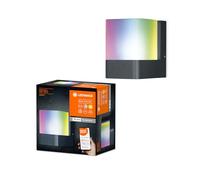 LEDVANCE Lampe d'extérieur LED intelligente pour mur avec technologie WiFi pour l'extérieur, couleurs RVB modifiables, aluminium gris foncé, pour Google et Alexa, SMART+ CUBE WALL 4058075478114