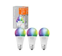 LEDVANCE Lampe LED intelligente avec technologie WiFi, douille E27, dimmable, couleur de la lumière variable (2700-6500K), couleurs RVB modifiables, remplacement 60W, WiFi Classic multicolore,lot de 3