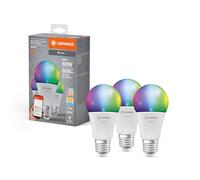 LEDVANCE Lampe LED intelligente avec technologie WiFi, E27-base, optique mate,Couleurs RVBW modifiables, couleur de lumière modifiable (2700K-6500K), 806 Lumen,Remplacement de 60W-Ampoules 3-Pack
