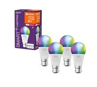 LEDVANCE Lampe Smart+ avec technologie ZigBee, 9W, A60, dépolie, culot B22D, couleur de lumière RGBW accordable, 806lm, pack de 4