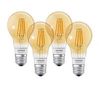 LEDVANCE Lampe Smart LED avec Bluetooth, filament doré, E27, dimmable, blanc chaud (2400K),remplace les lampes à incandescence de 55W,contrôlable avec Alexa,Google et Apple,SMART+ BT FIL GOLD lot de 4
