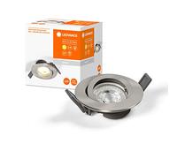 LEDVANCE LED SPOT TWIST LOCK GU10 Ø8,85cm, spot encastrable pour l'intérieur, 4,3W, température de couleur 2700K, 350 lumen, design plat, twistlock inclus, base GU10, nickel brossé