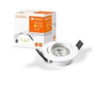 LEDVANCE LED SPOT TWIST LOCK GU10 Ø8,85cm, spot encastrable pour l'intérieur, 4,3W, température de couleur 2700K, 350 lumen, design plat, twistlock inclus, base GU10, blanc