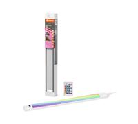 LEDVANCE Linear Edge Sensor high-voltage under-cabinet lights w. RGBW technology, 30cm, selectable colour RGBW, dimmable, 8W, 460lm, 3,000K, warm white, white aluminium, IP20, w. white remote control