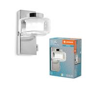 LEDVANCE ORBIS Flame applique et avec LED, chrome, 5,5W, 350lm, 3000/4000K,(blanc froid et blanc chaud), protection IP44 contre les corps étrangers et les projections d'eau