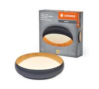 LEDVANCE ORBIS Livia LED avec anneau en métal, décor gris/bois, 24W, 1200lm, 3000K, 430mm, 830 blanc chaud convivial, dimmabsur 3 niveaux par clic, IP20, vis/chevilles incluses