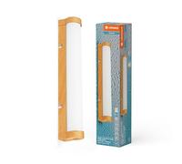 LEDVANCE ORBIS Tube Spiegel-/Wandleuchte mit LED, gefrostetes Glas/Holzdekor, 9W, 900lm, dimmbar, 3000/4000K über Wandschalter einstellbar, 40cm Durchmesser, IP44 Schutz vor Fremdkörpern/Spritzwasser