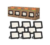 LEDVANCE Projecteur LED avec classe d'efficacité énergétique A, boîtier en aluminium noir, 10 W, 1750 lm, pour applications extérieures, design compact, léger, installation facile, lot de 8