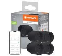LEDVANCE SMART+ Indoor Plug, Prise intelligente avec Matter over WiFi, pour l'intégration d'appareils conventionnels dans la maison intelligente, compatible avec Alexa, Google& Apple, noir, pack de 4